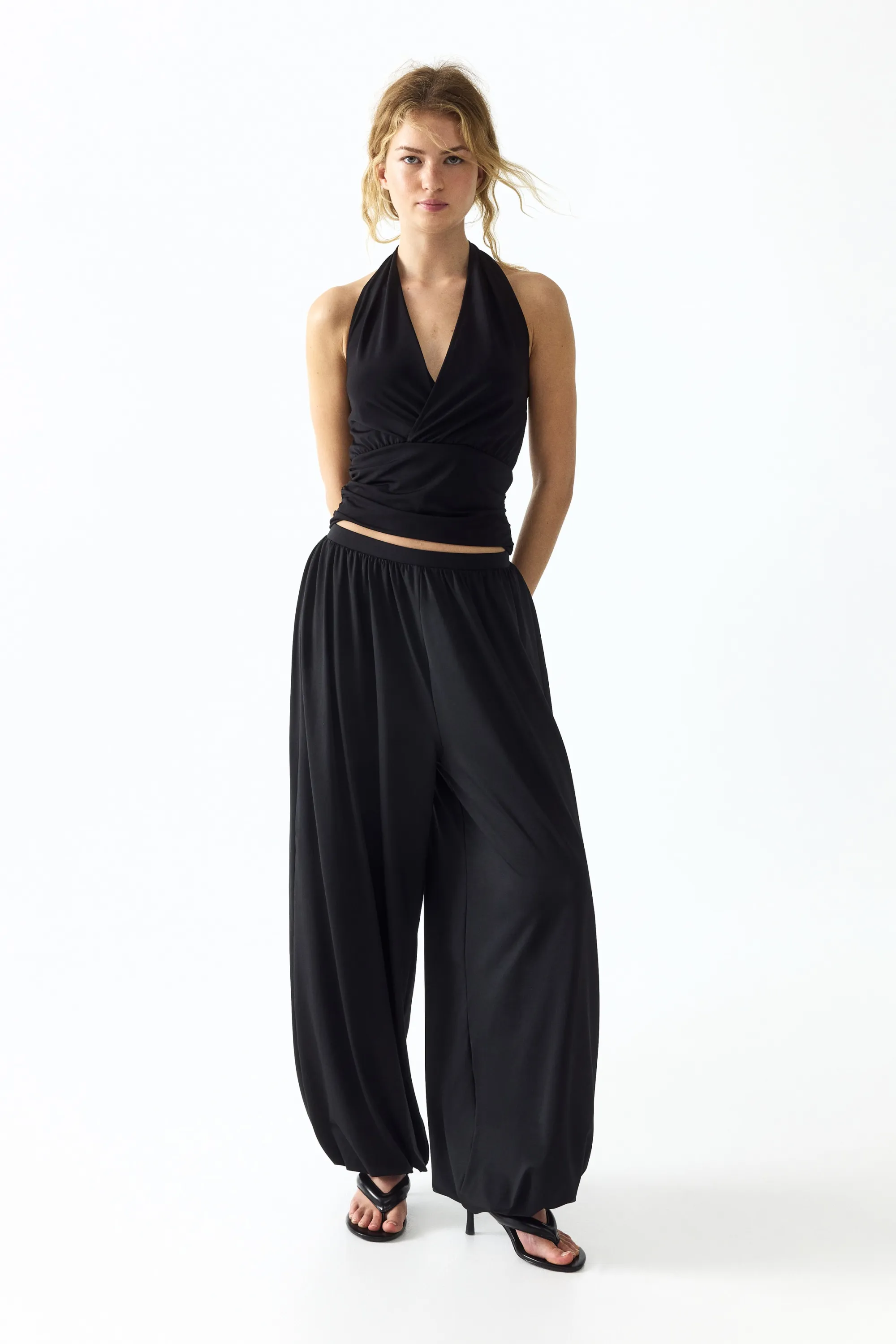 Top dos nu en jersey - Noir