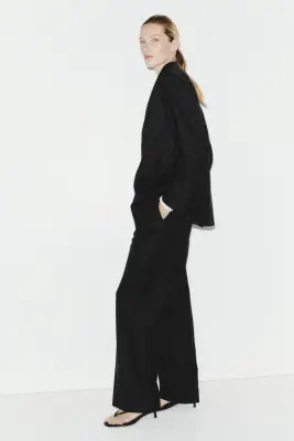 Pantalon chic en laine mélangée - Noir — photo 4
