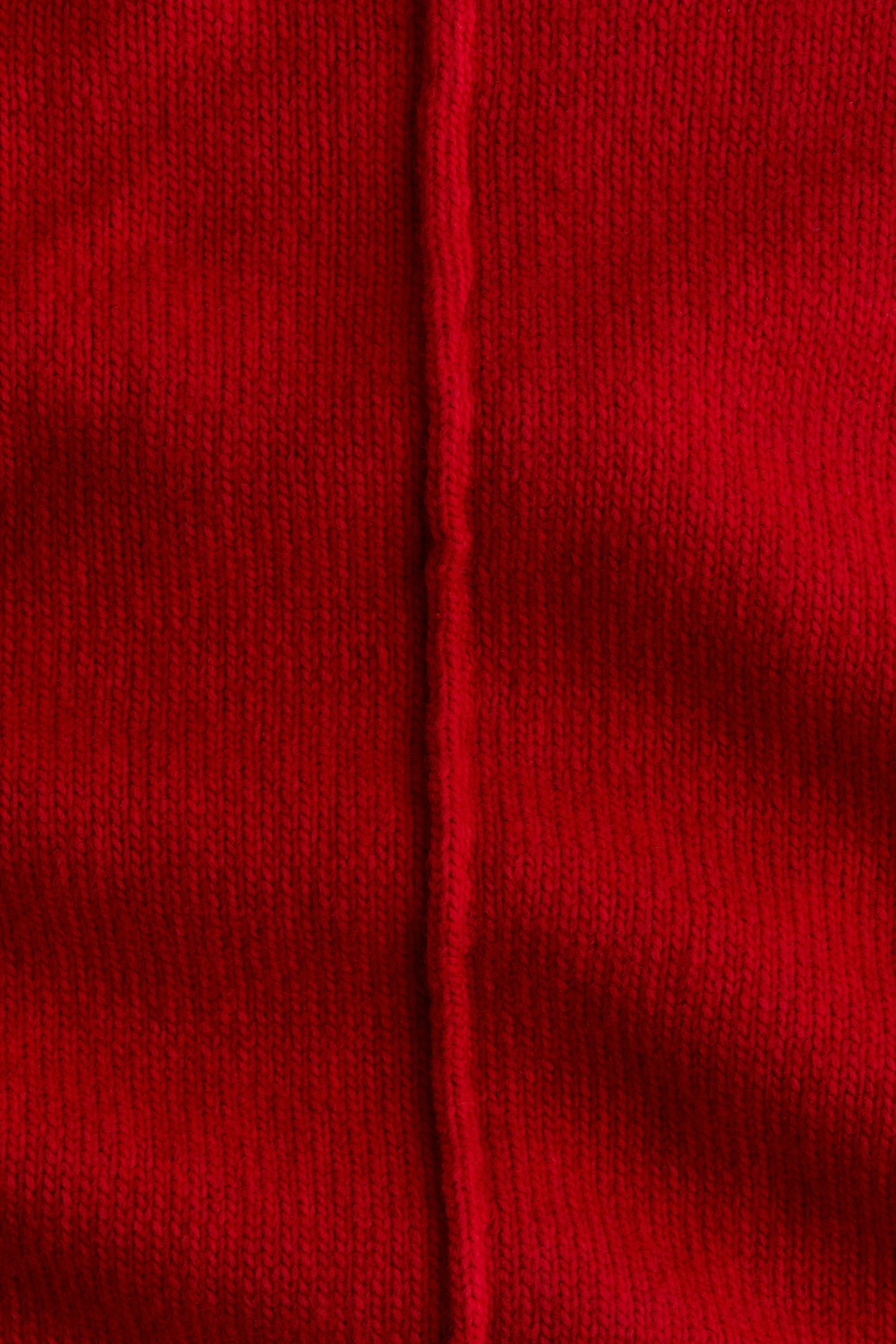 Pull à col cheminée avec coutures décoratives - Rouge