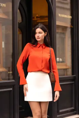 Marley Silk Blouse - Red orange — photo 3