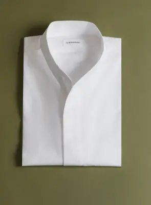 Origami Collar Shirt in White Poplin