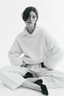 Pull oversize en mohair mélangé - Blanc — photo 2