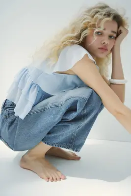 Barrel High Waist Jeans - Bleu denim clair — photo 3