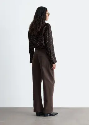 Chemise décontractée en soie - Brun foncé/À pois — photo 5