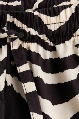 MAMA Pantalon à cordon en coton - Marron foncé/imprimé zèbre — photo 2