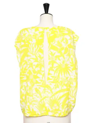 Top sans manches dos ouvert imprimé fleuri tropical jaune blanc Px boutique 65€ Taille 38 — photo 5
