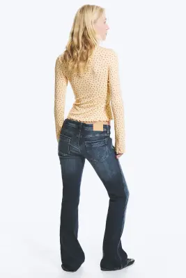 Cardigan côtelé ajusté - Jaune clair - floral — photo 2