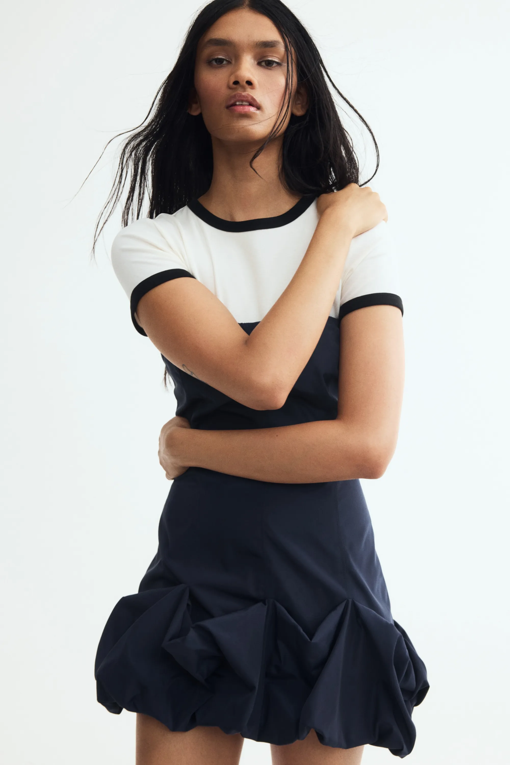 Robe bandeau avec base à effet boule - Bleu marine