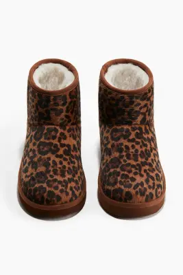 Bottines chaudement doublées - Marron/motif léopard — photo 3