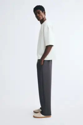 Pantalon jogger barrel Relaxed Fit en scuba - Gris foncé — photo 4