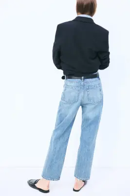 Mom High Waist Ankle Jeans - Bleu denim foncé — photo 4