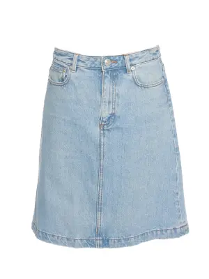 Jupe taille haute en jean bleu clair Prix boutique 170€ Taille 34 — photo 2