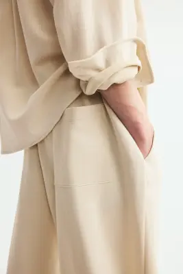 Pantalon jogger Relaxed Fit en interlock - Beige clair — photo 2