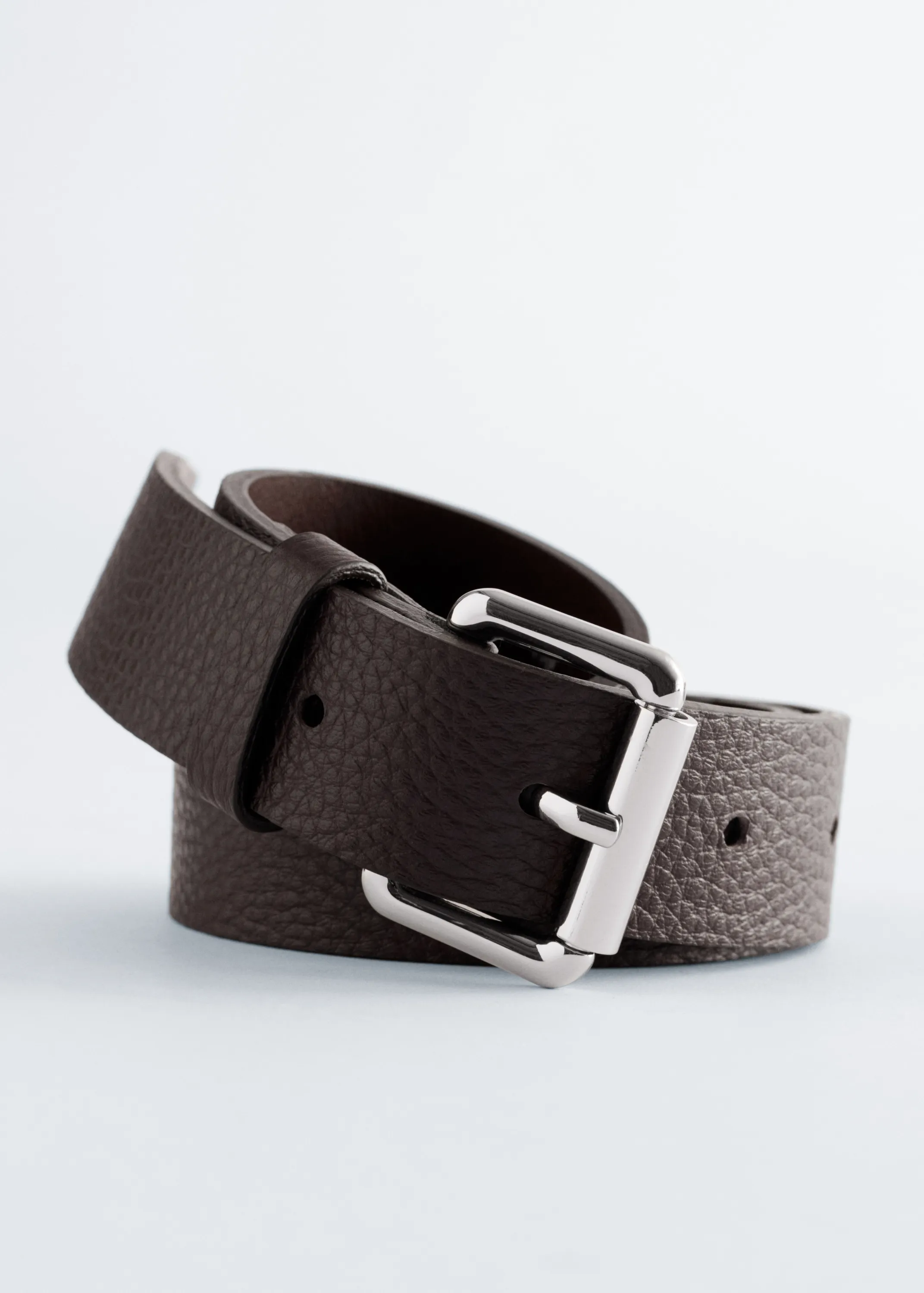 Ceinture en cuir texturé - Marron Clair