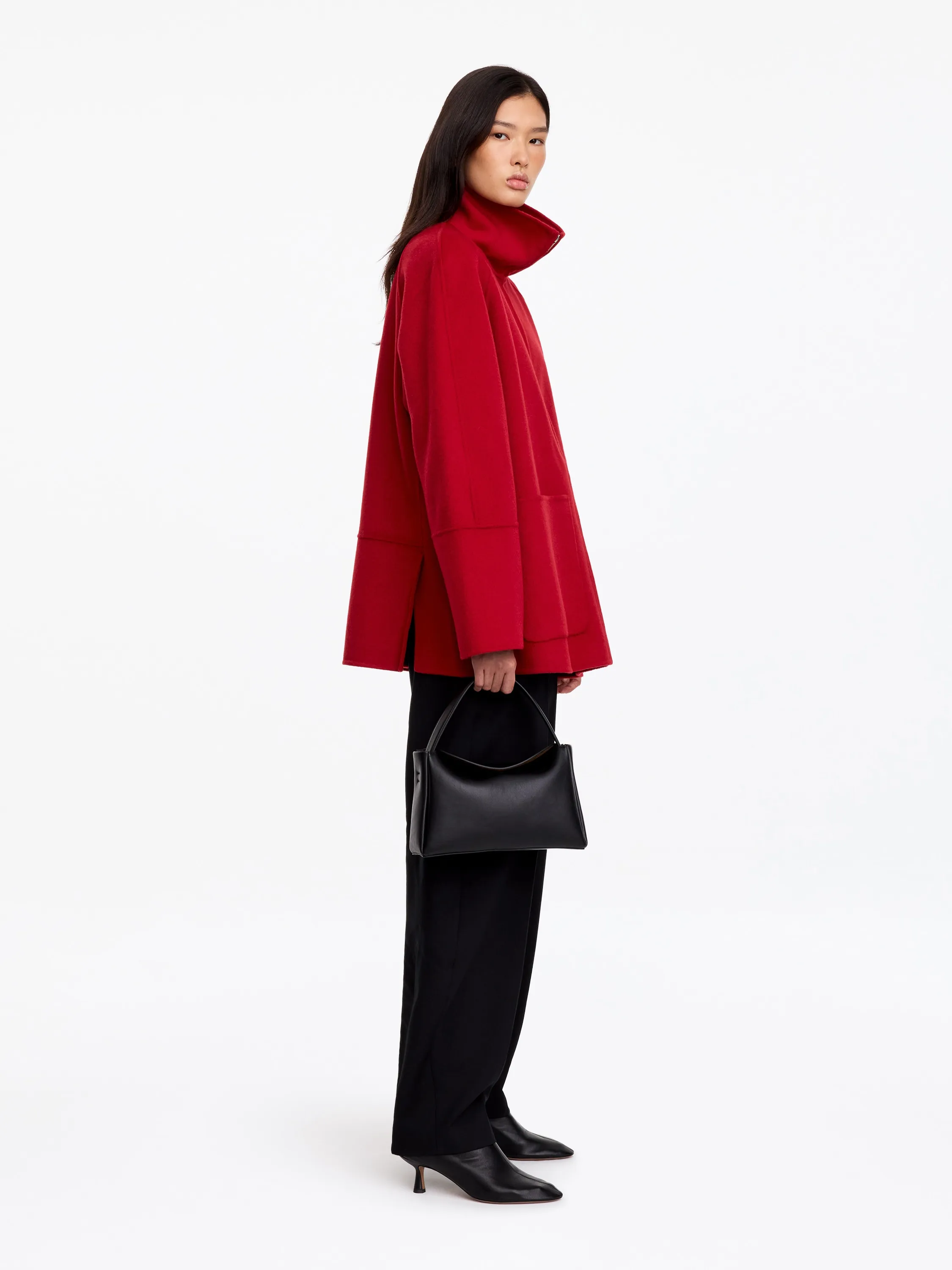 Veste en laine mélangée double face - Rouge