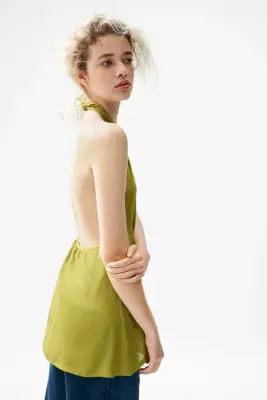 Top dos nu à effet froissé - Vert olive — photo 3