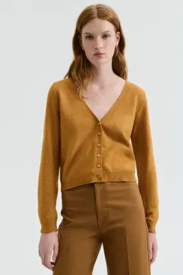 Gilet à encolure en V - Jaune moutarde foncé — photo 2