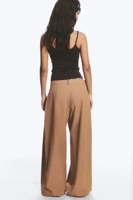 Pantalon ballon taille basse - Marron poudré — photo 3