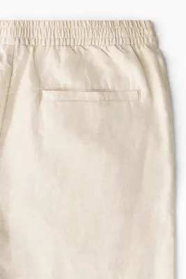 Pantalon Regular Fit en lin mélangé - Beige clair — photo 4