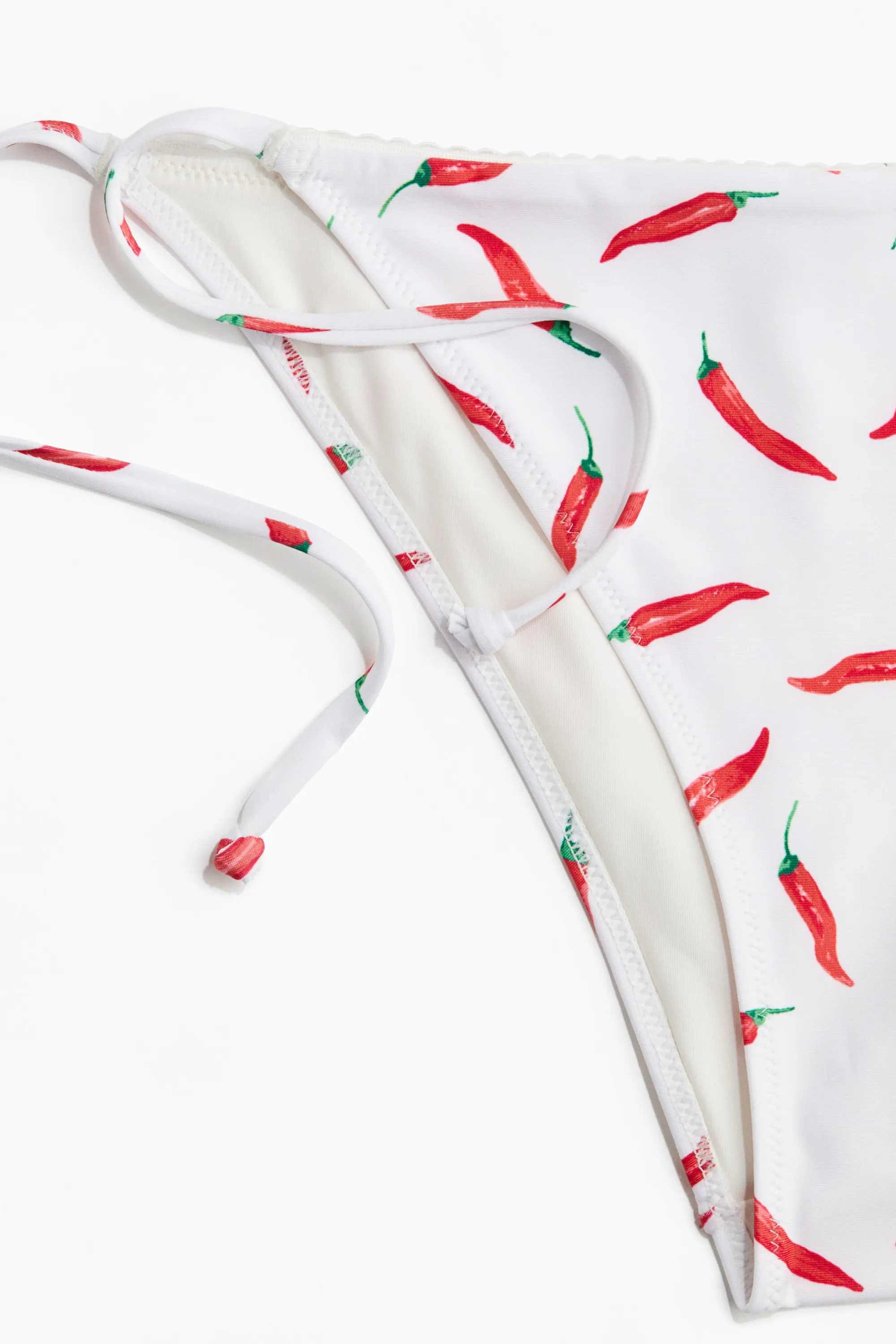 Bas de maillot Tanga à nouer - Blanc/piments