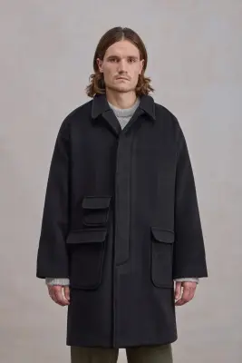 Manteau Balmacaan en laine - Noir — photo 4