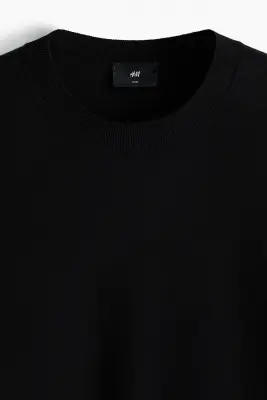 T-shirt Slim Fit en maille - Noir — photo 5