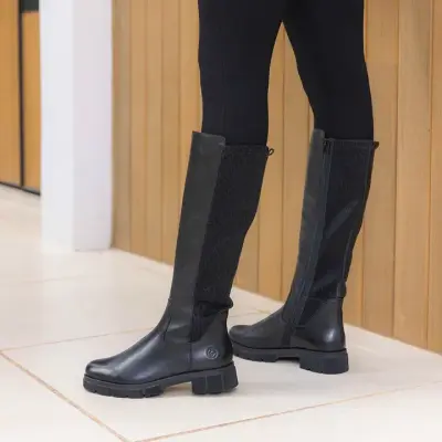 Bottines Remonte D2S74-00 Noires - Lacets Grande Pointure Femme — photo 4