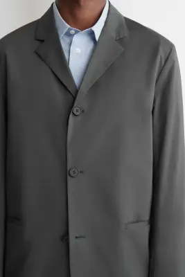 BLAZER SLIM FLOU EN COTON - GRIS FONCÉ — photo 4