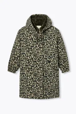 Parka fourrée motif léopard