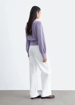 Gilet cache-cœur en laine mérinos - Lilas — photo 5