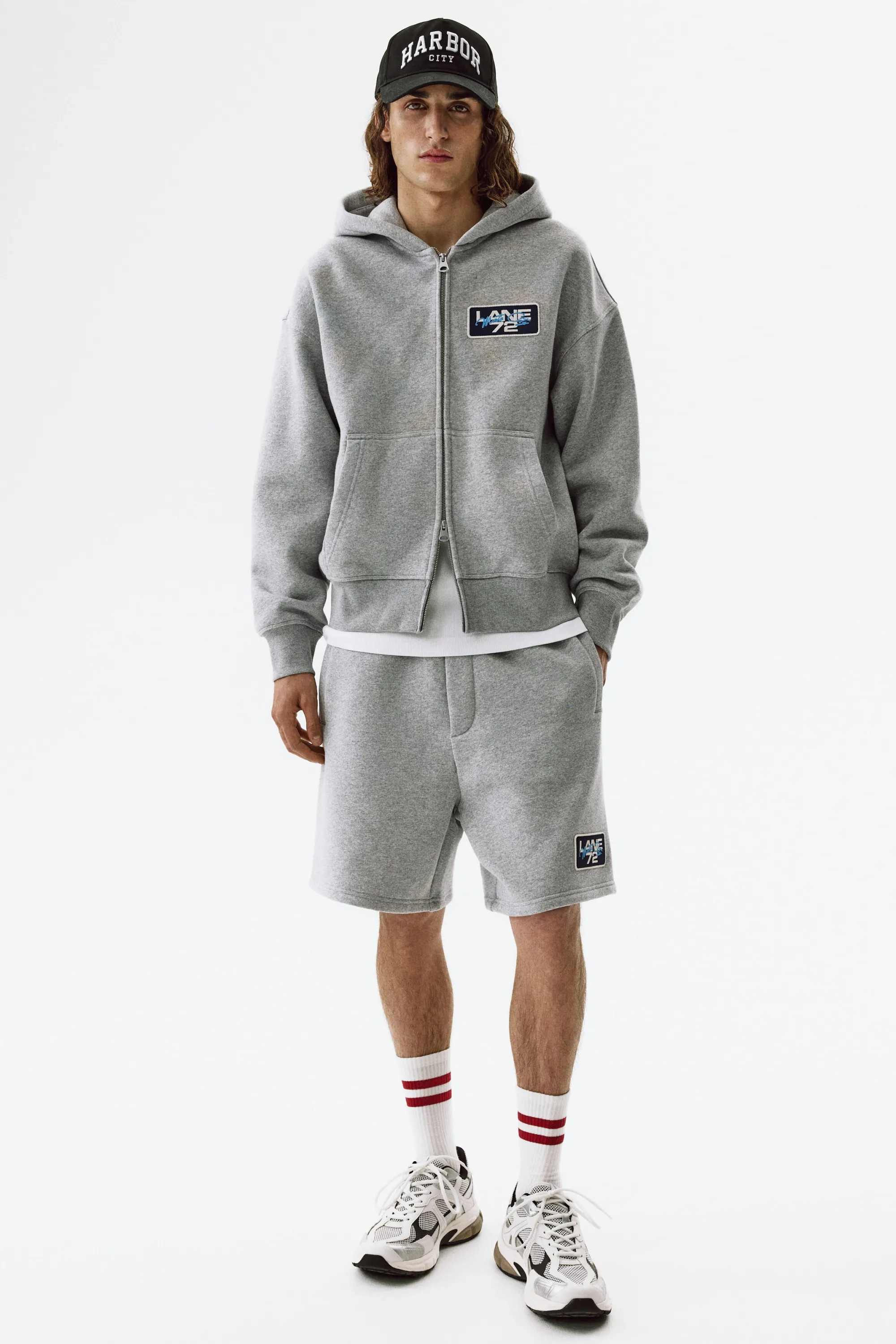 Veste à capuche zippée Oversized Fit - Gris chiné/Lane 72
