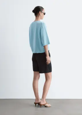 T-shirt en maille de coton - Turquoise clair — photo 5