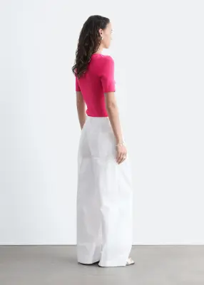 T-shirt ajusté en maille - Rose vif — photo 5