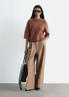 T-shirt en maille de mohair mélangé - Marron Clair — photo 1