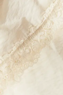 Pantalon avec cordon de serrage et dentelle - Beige clair — photo 4