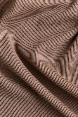 Top en soie mélangée avec col cheminée - Taupe — photo 4