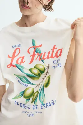T-shirt oversize imprimé - Crème/La Fruta — photo 1