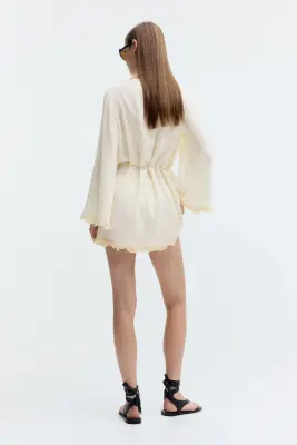 Robe avec dentelle - Crème — photo 3