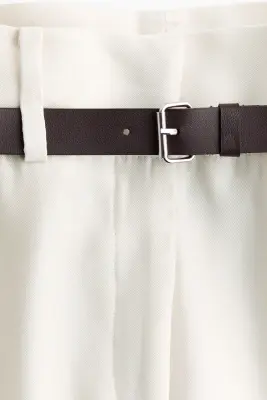 Pantalon chic avec ceinture - Crème — photo 4
