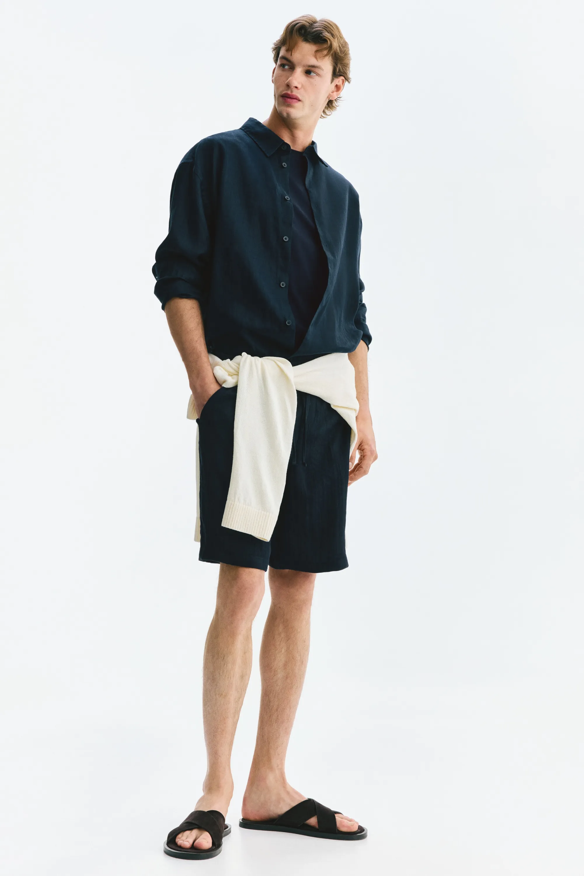 T-shirt Slim Fit en coton pima - Bleu marine