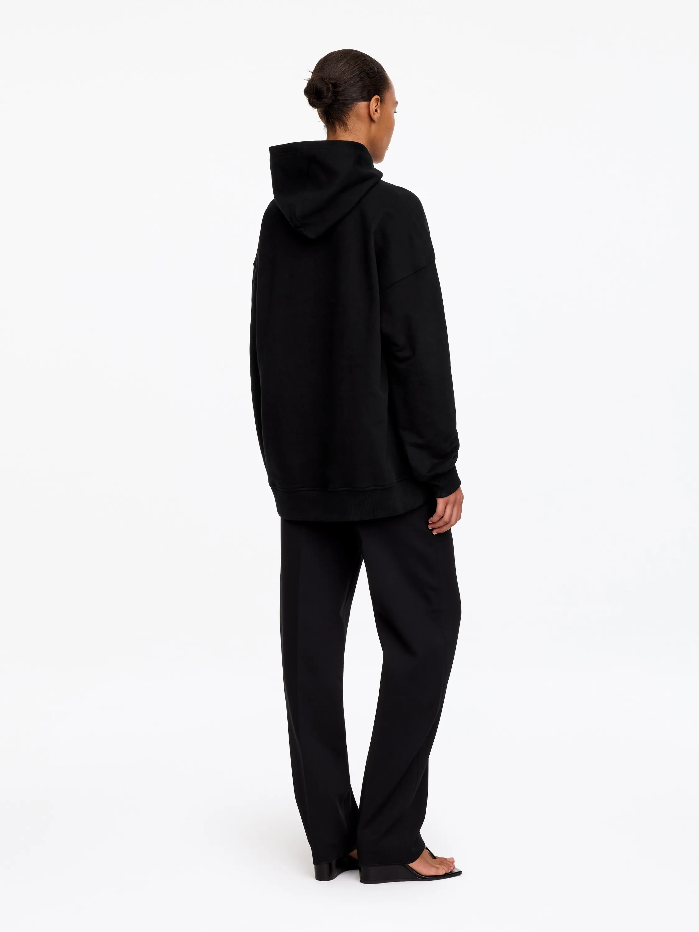 Sweat à capuche en molleton brossé - Noir