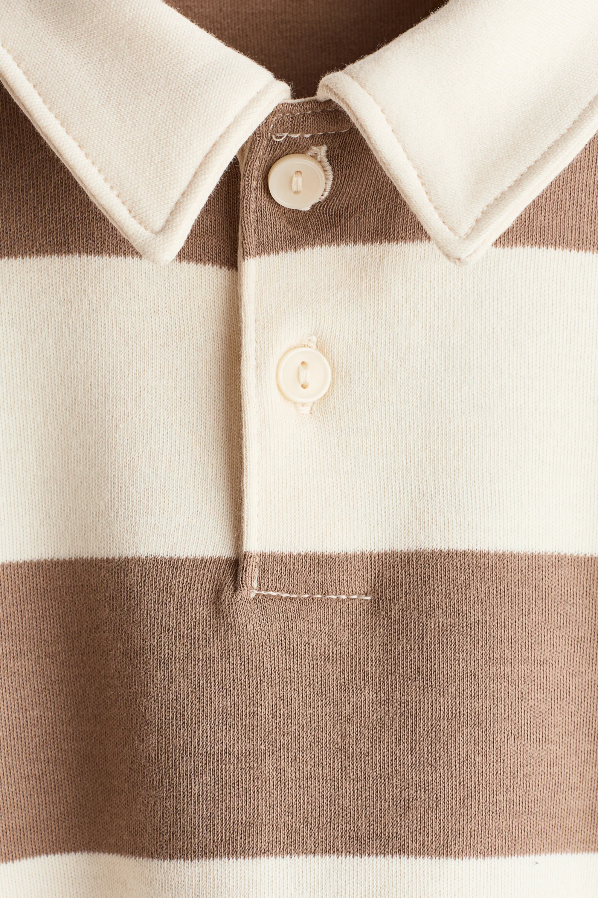 Polo de rugby en coton - Beige clair/rayures beiges