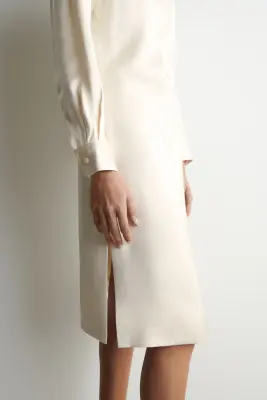 JUPE PORTEFEUILLE SATINÉE - BLANC — photo 3