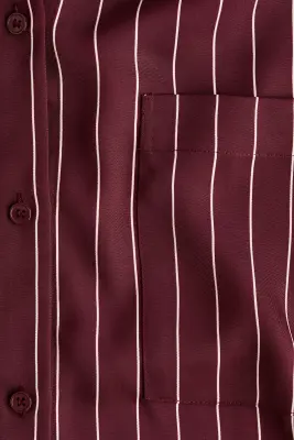Chemise loose en twill - Bordeaux/rayé — photo 4
