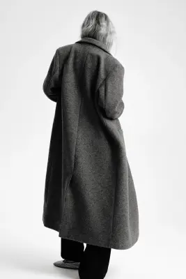 Manteau à fermeture droite - Gris chiné — photo 3