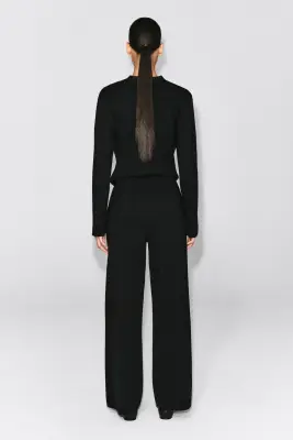 PANTALON DROIT EN MÉLANGE DE LAINE MÉRINOS - NOIR — photo 2