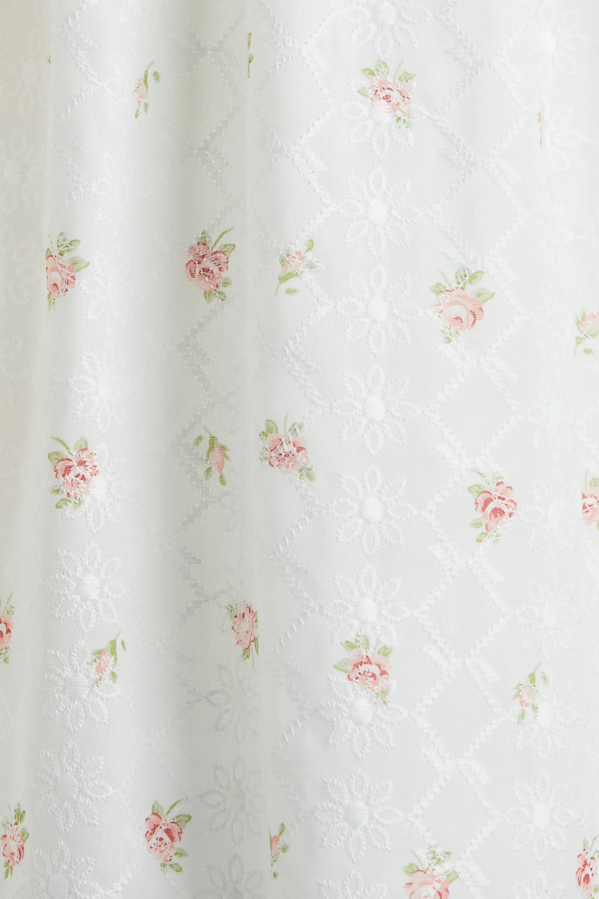 Robe brodée avec dos ouvert - Blanc/fleuri