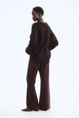 Pantalon bootcut en jersey romanite - Marron foncé — photo 4