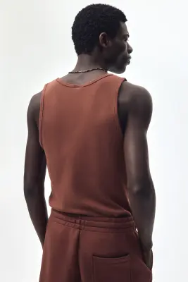 Débardeur côtelé Slim Fit - Marron — photo 4