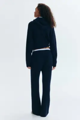 Pantalon en maille torsadée - Bleu marine — photo 4